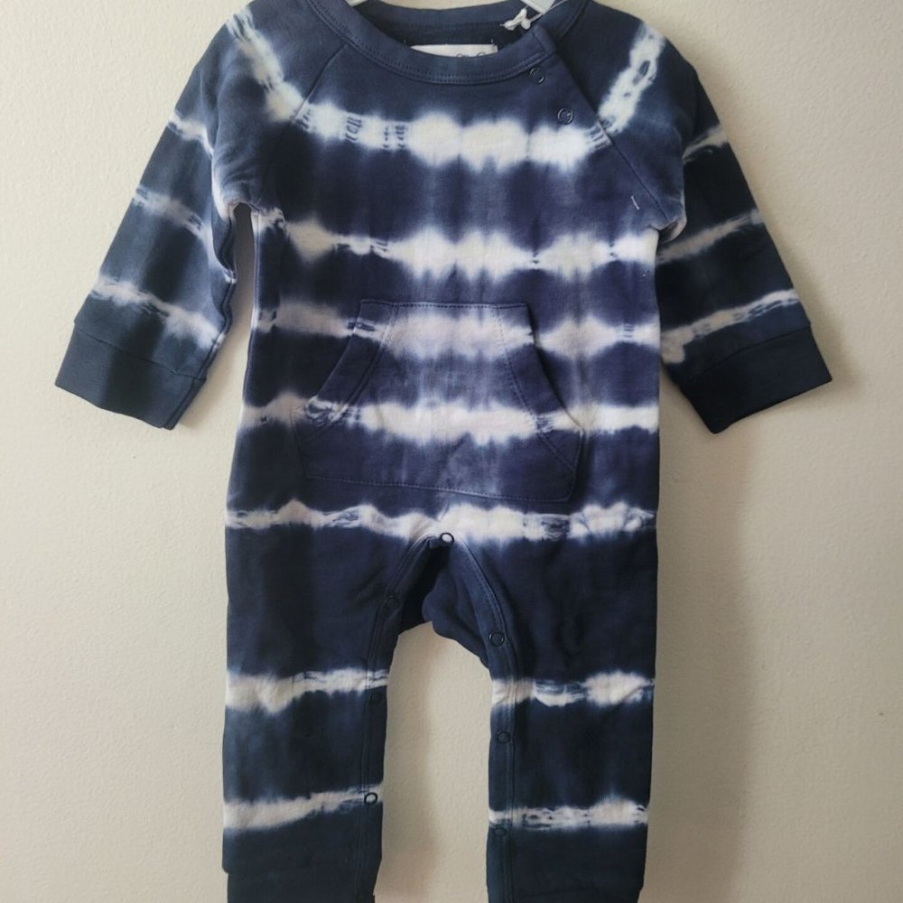 Sovereign Code Tie Dye Coverall Baby Boy Bodysuit in Navy/White Size 0-3M
